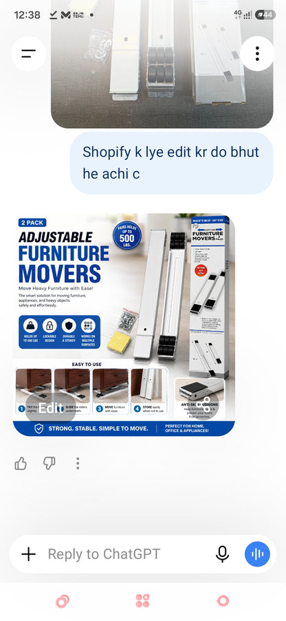 Adjustable Furniture Movers – Heavy Duty 2-Pack | Move Sofa, Fridge & Washing Machine Easily